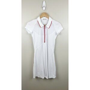 L'Etoile Sport Mesh Zip Performance Mini Dress Women's Small White Preppy Tennis